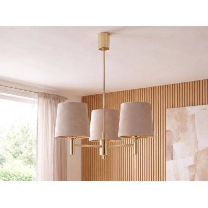 Brilagi - Luster na štapu MONTE 3xE27/60W/230V bež/zlatna