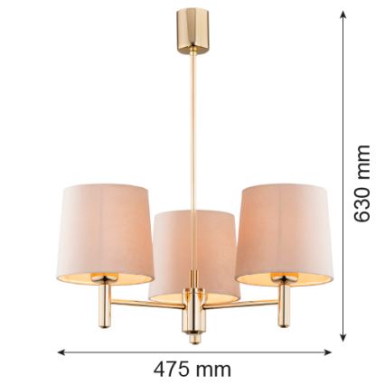 Brilagi - Luster na štapu MONTE 3xE27/60W/230V bež/zlatna