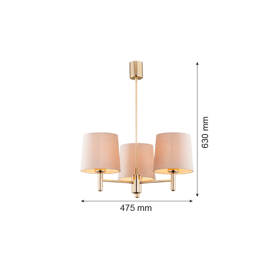 Brilagi - Luster na štapu MONTE 3xE27/60W/230V bež/zlatna