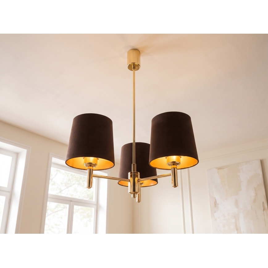 Brilagi - Luster na štapu MONTE 3xE27/60W/230V smeđa/zlatna