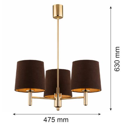 Brilagi - Luster na štapu MONTE 3xE27/60W/230V smeđa/zlatna