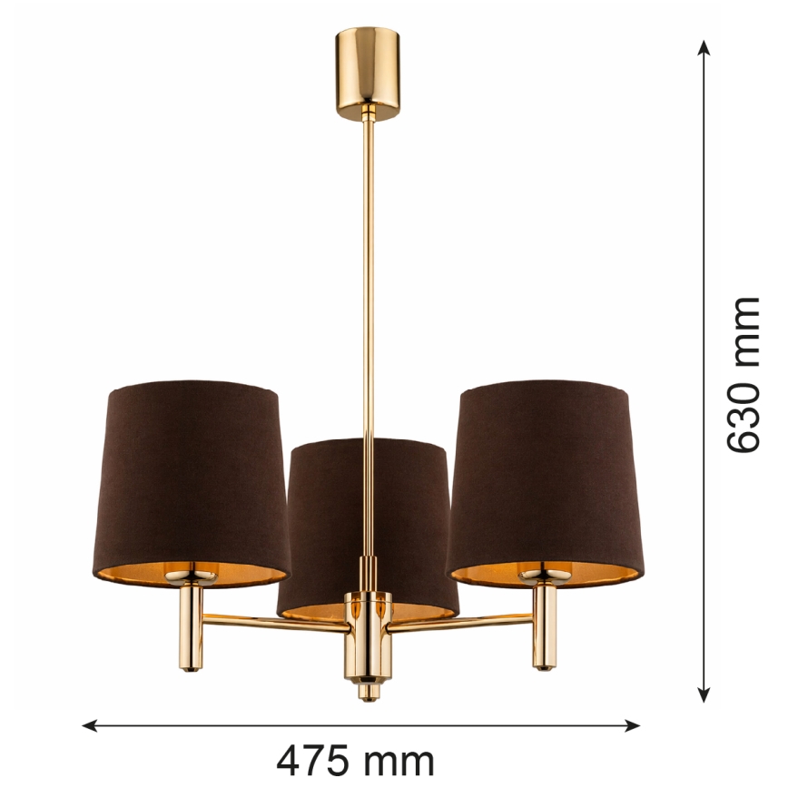 Brilagi - Luster na štapu MONTE 3xE27/60W/230V smeđa/zlatna