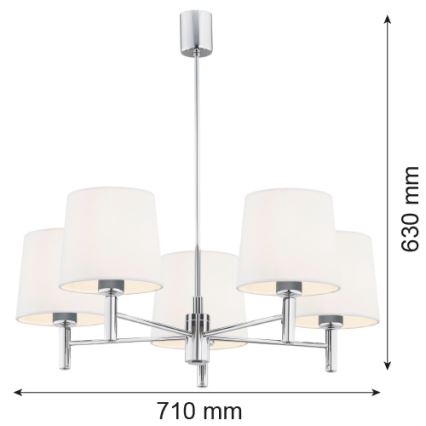 Brilagi - Luster na štapu MONTE 5xE27/60W/230V krem/sjajni krom