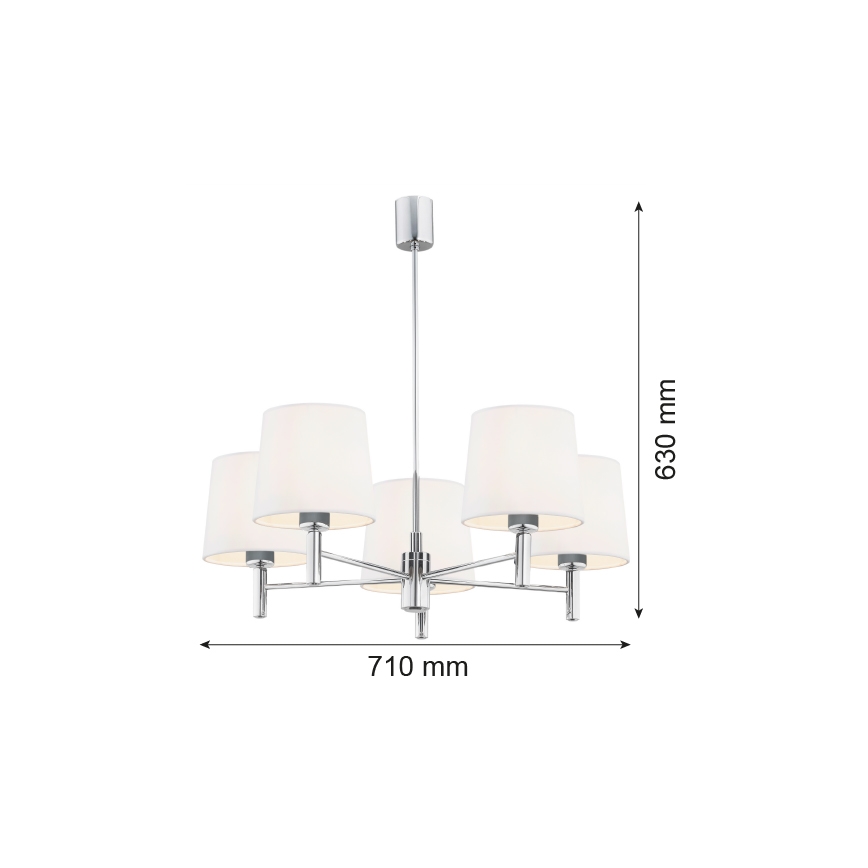 Brilagi - Luster na štapu MONTE 5xE27/60W/230V krem/sjajni krom
