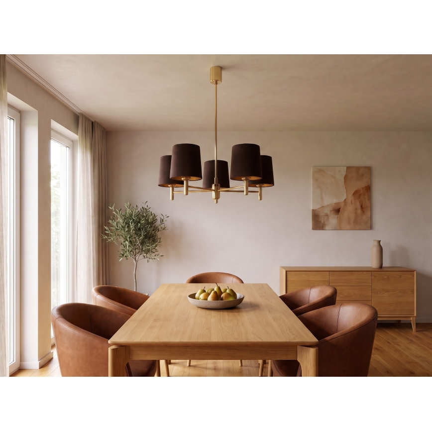 Brilagi - Luster na štapu MONTE 5xE27/60W/230V smeđa/zlatna