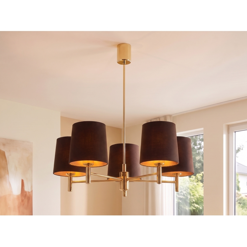 Brilagi - Luster na štapu MONTE 5xE27/60W/230V smeđa/zlatna