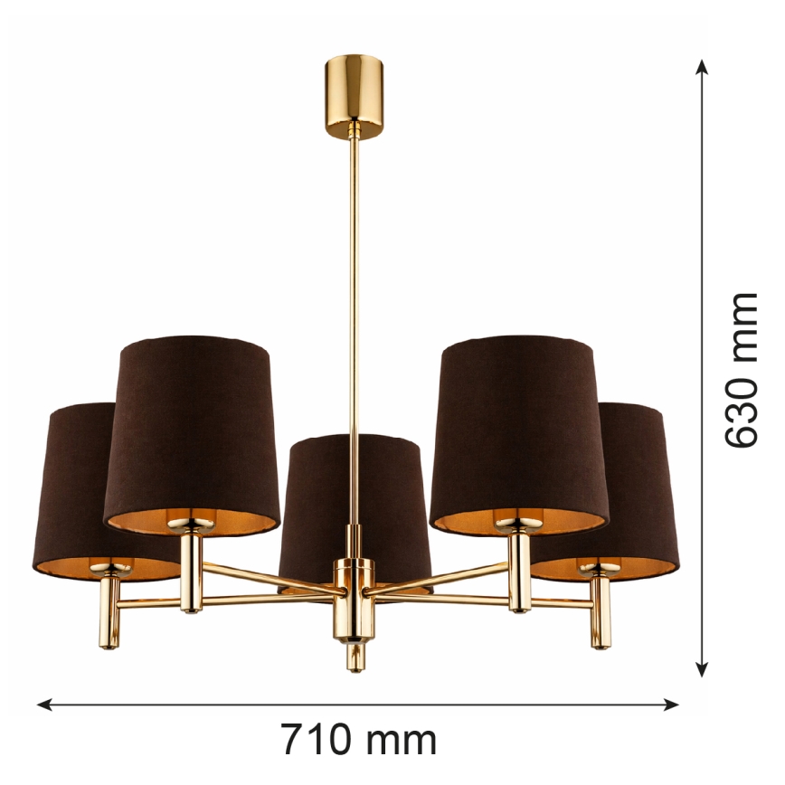 Brilagi - Luster na štapu MONTE 5xE27/60W/230V smeđa/zlatna