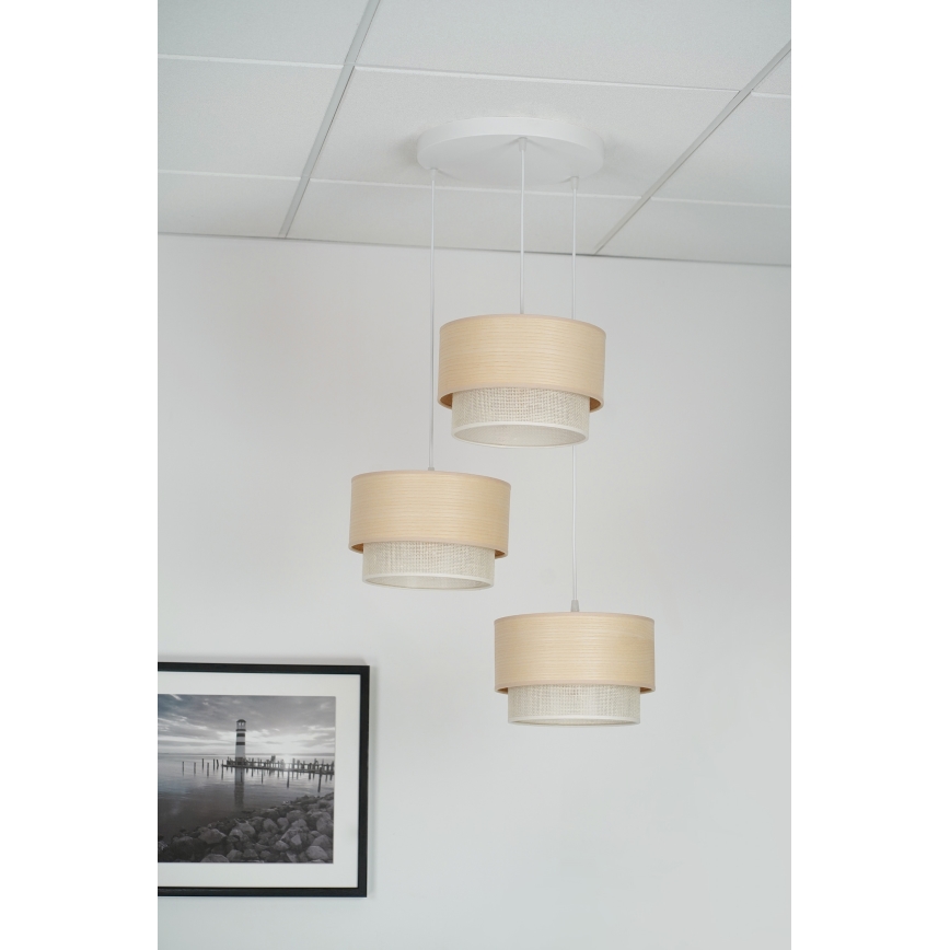 Brilagi - Luster na užetu ARIZONA BOHO 3xE27/15W/230V bež/bijela