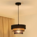 BRILAGI - Luster na užetu DAKOTA LUNETA 1xE27/15W/230V promjer 25 cm crna/ratan