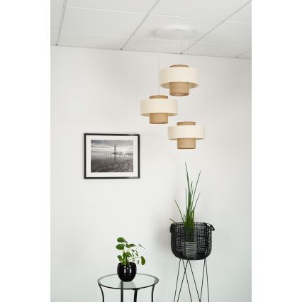 Brilagi - Luster na užetu DALLAS 3xE27/15W/230V smeđa/krem/bijela