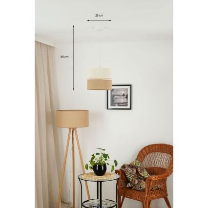 Brilagi - Luster na užetu ROYAL YUTE 1xE27/15W/230V promjer 25 cm bež/crvena
