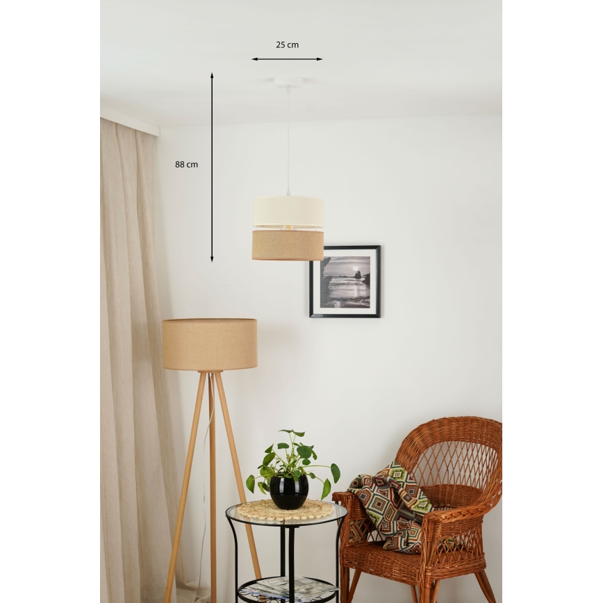 Brilagi - Luster na užetu ROYAL YUTE 1xE27/15W/230V promjer 25 cm bež/crvena
