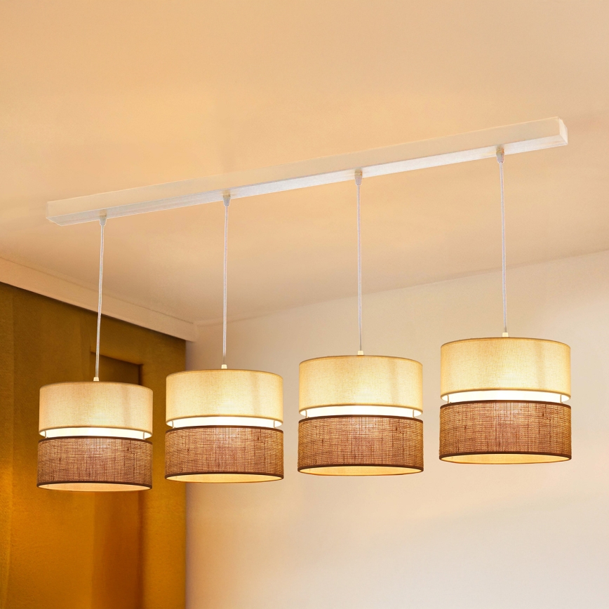 Brilagi - Luster na užetu ROYAL YUTE 4xE27/15W/230V bež/bež/bijela