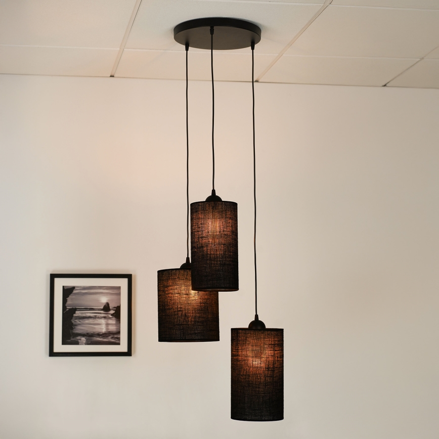 Brilagi - Luster na užetu TUBES 3xE27/15W/230V crna