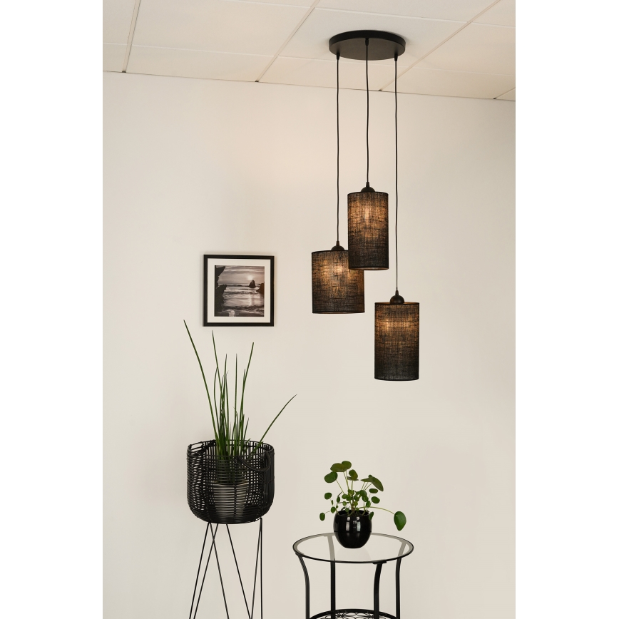Brilagi - Luster na užetu TUBES 3xE27/15W/230V crna