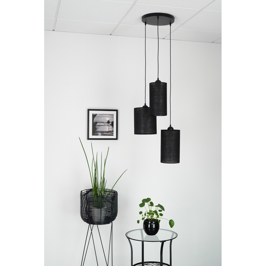 Brilagi - Luster na užetu TUBES 3xE27/15W/230V crna