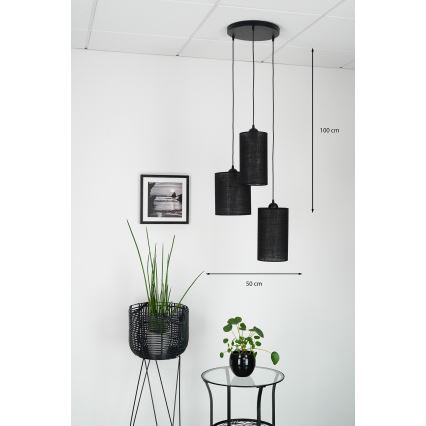 Brilagi - Luster na užetu TUBES 3xE27/15W/230V crna
