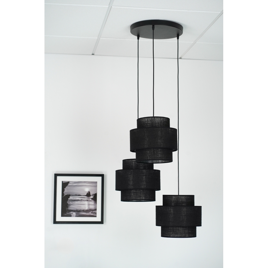 Brilagi - Luster na užetu SPACE YUTE 3xE27/15W/230V crna