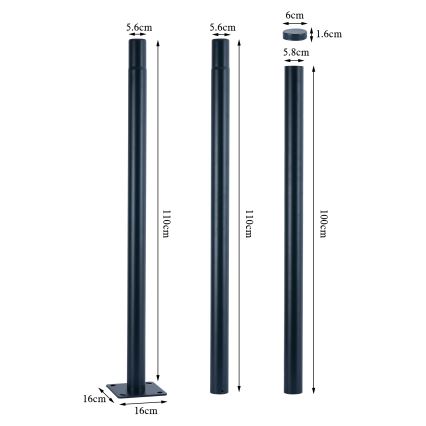 Brilagi - Metalni stup za vanjsku rasvjetu URBAN 3 m stup pr. 58 mm antracit