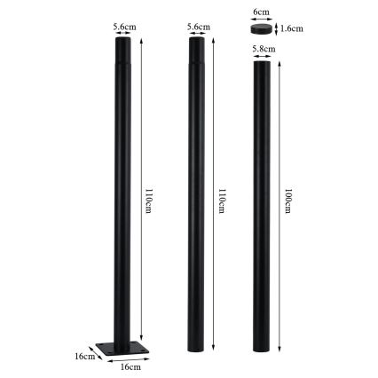 Brilagi - Metalni stup za vanjsku rasvjetu URBAN 3 m stup pr. 58 mm crna