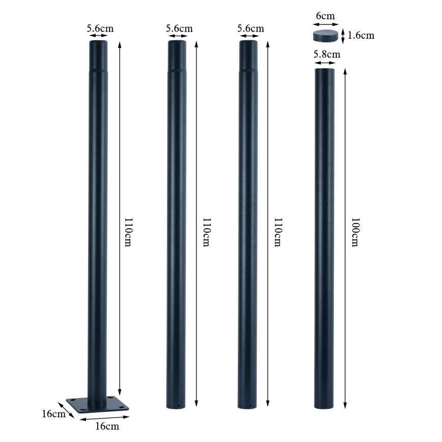 Brilagi - Metalni stup za vanjsko osvjetljenje URBAN, 4 m, promjer 58 mm, antracit