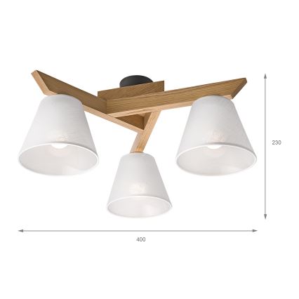 Brilagi - Nadgradni luster ANTHONY 3xE14/40W/230V hrast/bijela