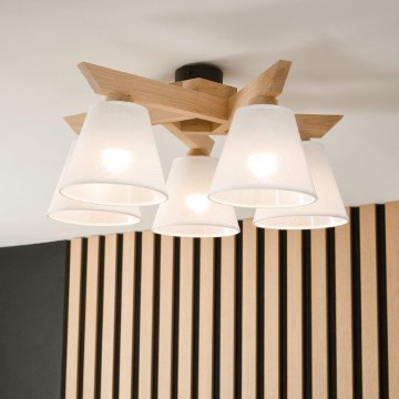 Brilagi - Nadgradni luster ANTHONY 5xE14/40W/230V hrast/bijela