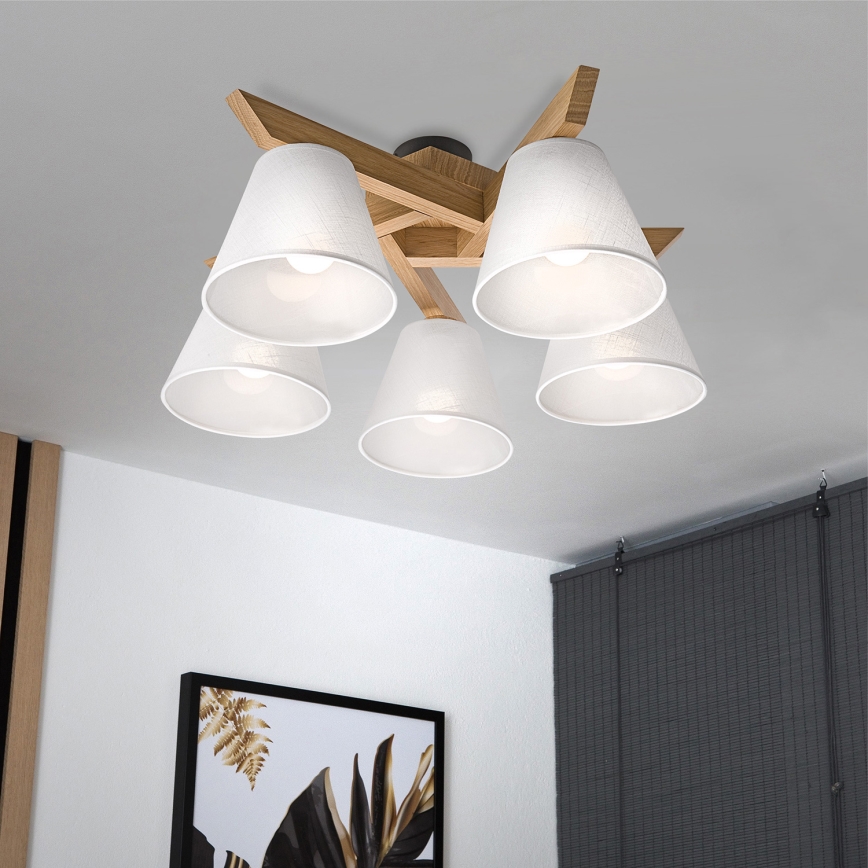 Brilagi - Nadgradni luster ANTHONY 5xE14/40W/230V hrast/bijela