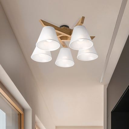 Brilagi - Nadgradni luster ANTHONY 5xE14/40W/230V hrast/bijela