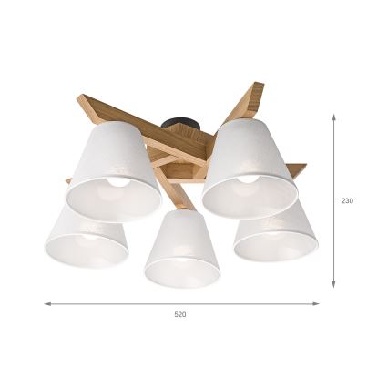 Brilagi - Nadgradni luster ANTHONY 5xE14/40W/230V hrast/bijela