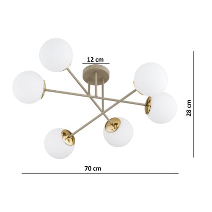 BRILAGI - Nadgradni luster MILO 6xE27/60W/230V bež/zlatna