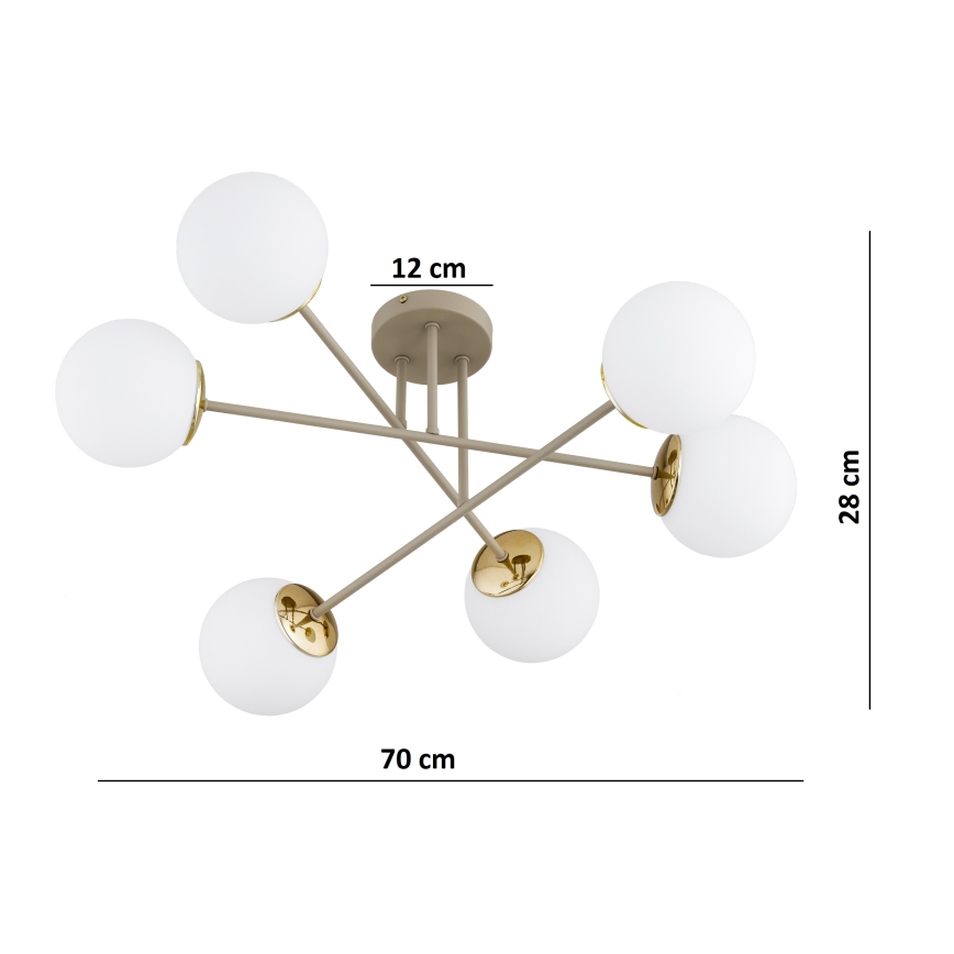 BRILAGI - Nadgradni luster MILO 6xE27/60W/230V bež/zlatna