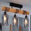 Brilagi - Nadgradni luster WOOD GLASS 3xE27/60W/230V borovina/crna/zadimljeno siva