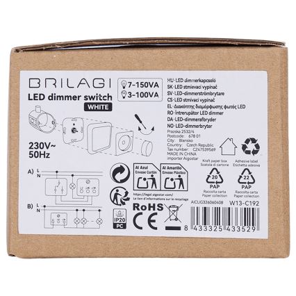 BRILAGI - Okretni prigušivač s okvirom 110W/230V bijela