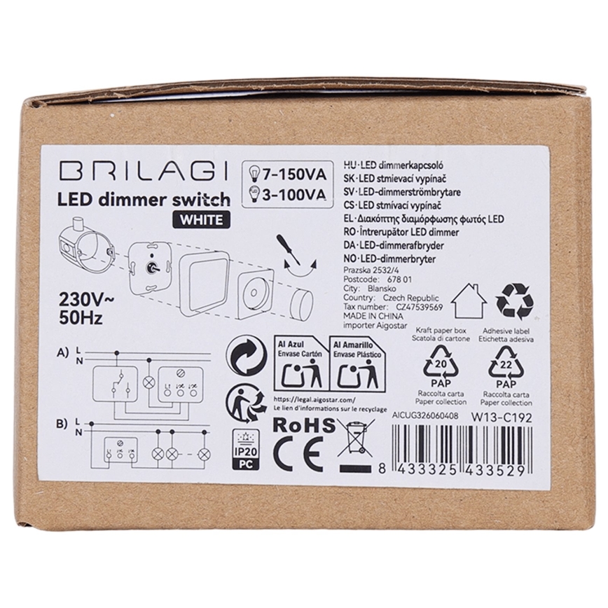BRILAGI - Okretni prigušivač s okvirom 110W/230V bijela