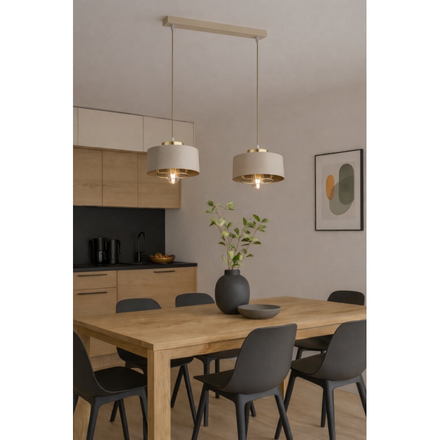 Brilagi - Ovjesni luster na sajli SPRING 2xE27/60W/230V bež/zlatna