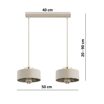 Brilagi - Ovjesni luster na sajli SPRING 2xE27/60W/230V bež/zlatna
