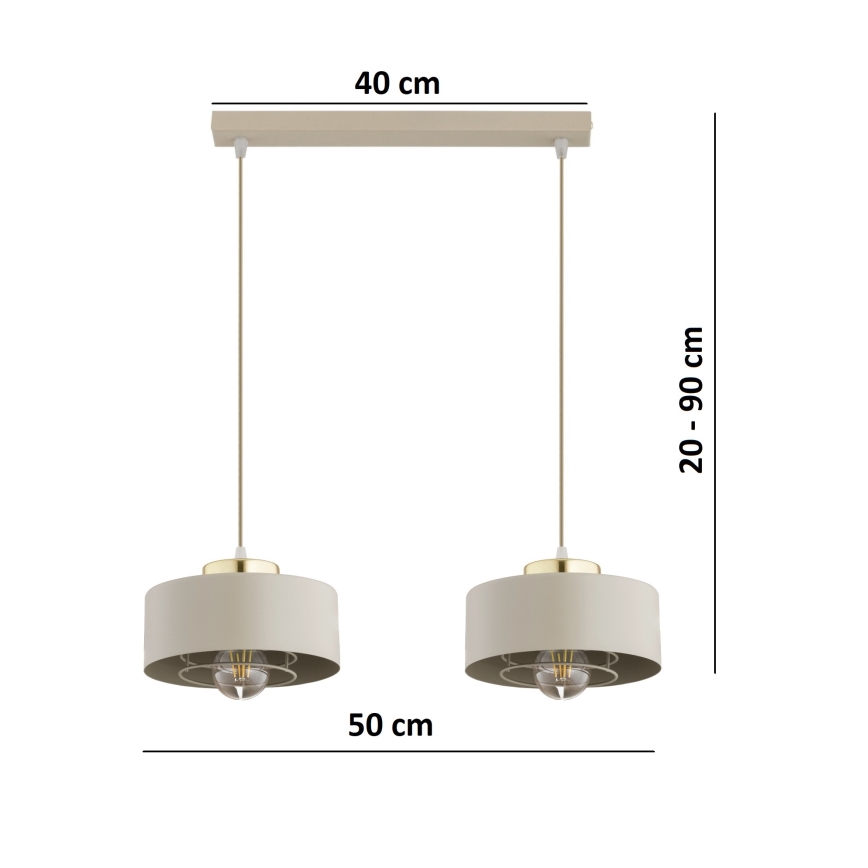 Brilagi - Ovjesni luster na sajli SPRING 2xE27/60W/230V bež/zlatna