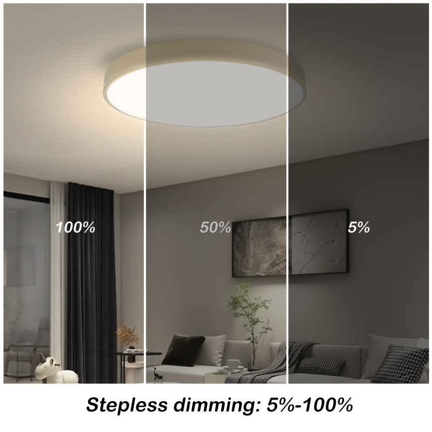 Brilagi - LED prigušiva stropna svjetiljka POOL SMART LED/60W/230V 3000-6000K promjer 50 cm Wi-Fi Tuya bež + daljinski upravljač
