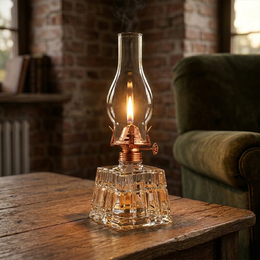 Brilagi - Petrolejska lampa MERLIN prozirna/brončana/patina