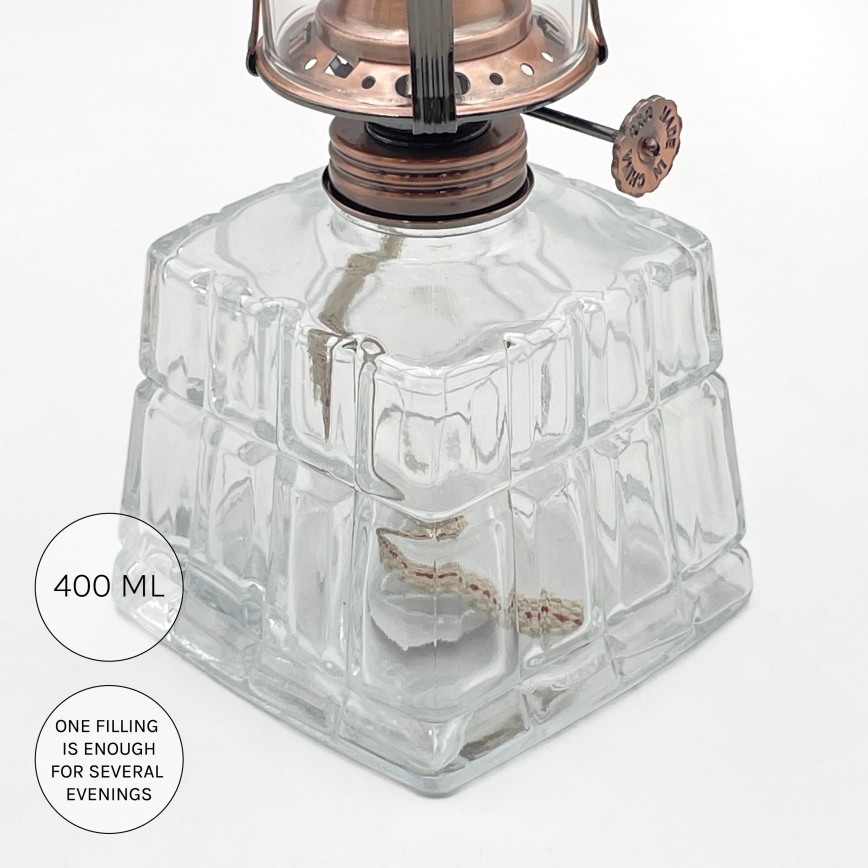 Brilagi - Petrolejska lampa MERLIN prozirna/brončana/patina