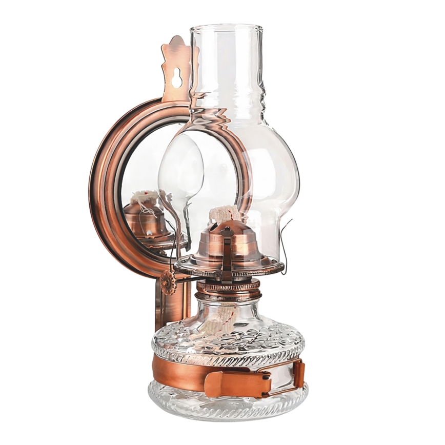 Brilagi - Petrolejska lampa s ogledalom MERLIN brončana/patina