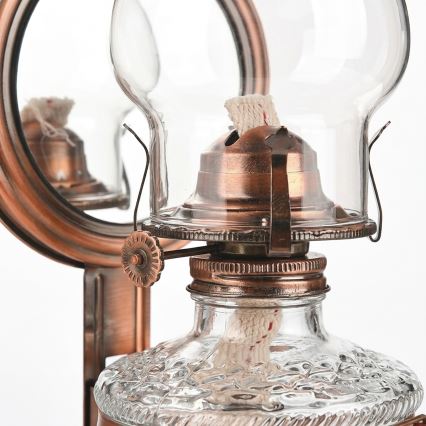Brilagi - Petrolejska lampa s ogledalom MERLIN brončana/patina