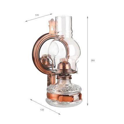 Brilagi - Petrolejska lampa s ogledalom MERLIN brončana/patina