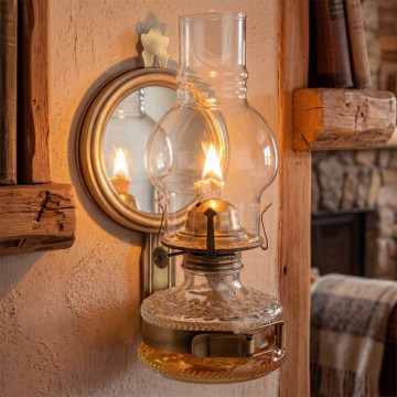 Brilagi - Petrolejska lampa s ogledalom MERLIN zlatna/patina