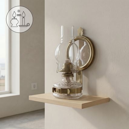 Brilagi - Petrolejska lampa s ogledalom MERLIN zlatna/patina