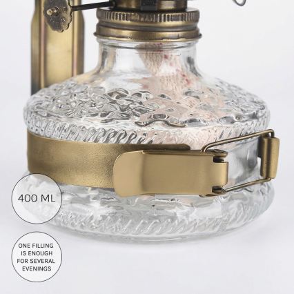 Brilagi - Petrolejska lampa s ogledalom MERLIN zlatna/patina