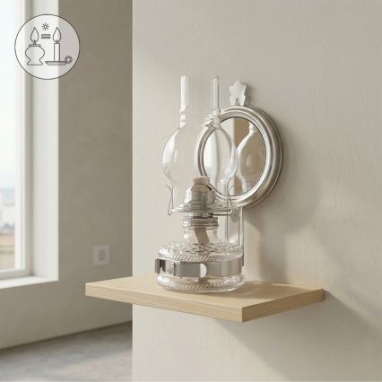Brilagi - Petrolejska lampa sa zrcalom MERLIN sjajni krom