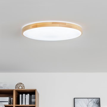 Brilagi - PINE LED/60W/230V - LED stropna svjetiljka s mogućnošću prigušivanja, drvena, promjer 52 cm, 3000-6500K, s daljinskim upravljačem