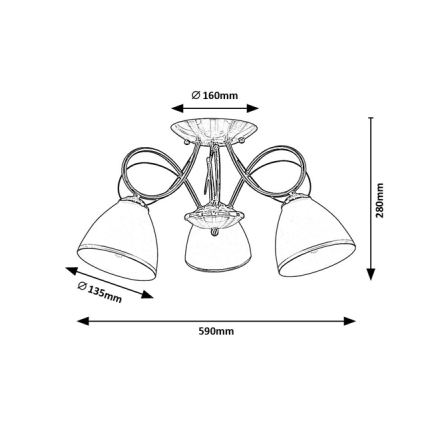 Brilagi - Plafonjera FRED 3xE27/60W/230V Ø 59 cm brončana